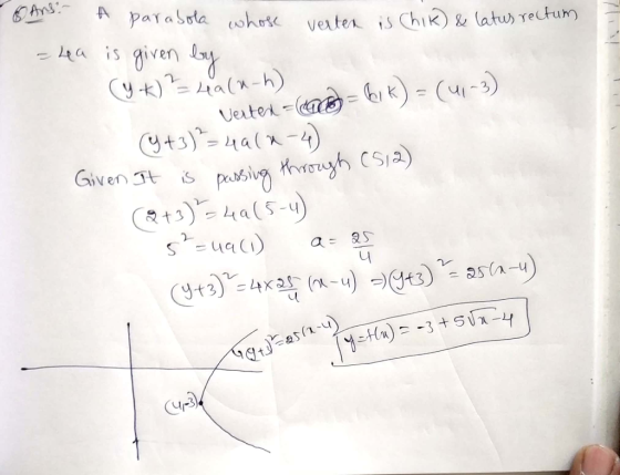 Ans paraSola sho Veaten is ChiK) & latus rectum a is given y Y)alh) Veater - (-3) prasivg throuyh CS2) R3)as-u) Given t is a