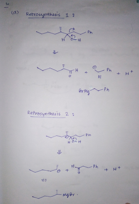 la (a) Rehrouynthasis 1 % Ph OH Ph H H + Ph Retrosynthesis H OH Ph H. + 11 mgar