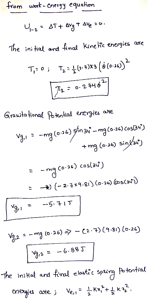 from work- Cnergy equaHon t AVe AT+ The ini tial ard inal kine ic energies ate To 0 2- Grautaional Potential energies aHe m o