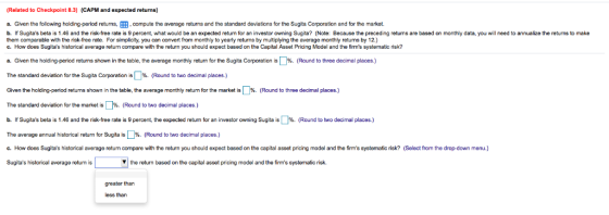 (Related to Checkpoint 8.3) (CAPM and expected returns) a. Given the following holding-period retuns, EB, compute the averace