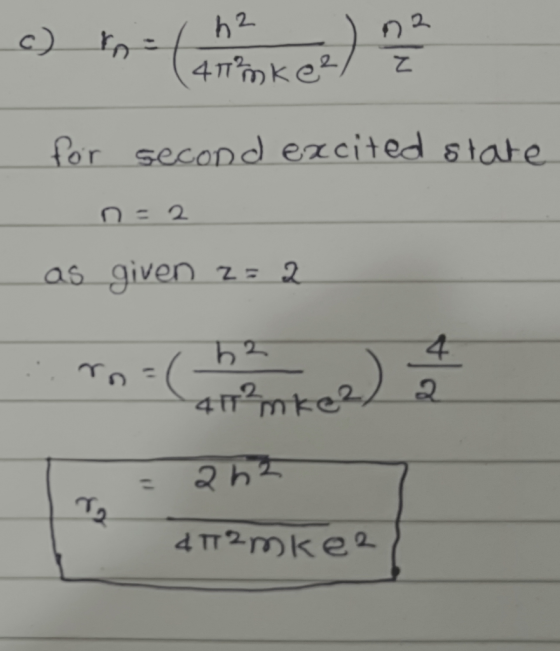 h2 for second excited state as given z 2 4 : ah