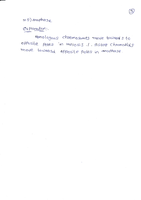 to ) Anaphase ex Plamtion opPesite Poles m meiosis /. sstea choomatids ana anaphase move tosab sd oPposite poles in ano