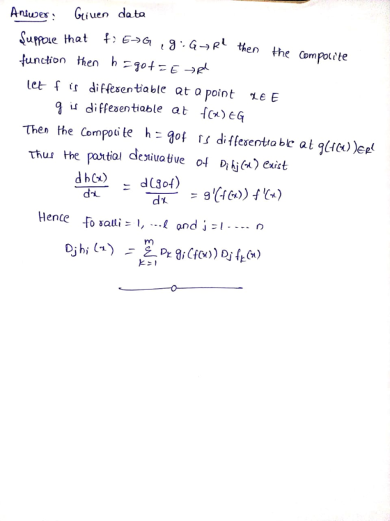 Anwes Giuen data function hen h 304 -E let f (r differentiable at o point E 9u diffeaentiable atcx)eG Thes the Compoi te h -