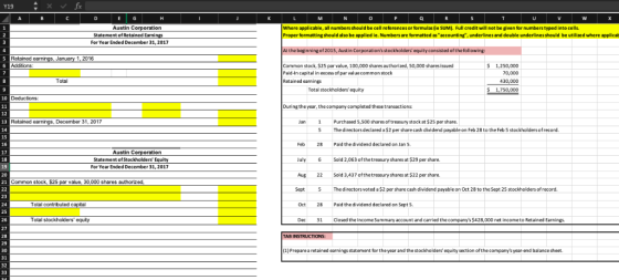 Y19 AustinC Where applicable, all numbers should be cell references or formulas (ie SUM). Full credit will not be given for n
