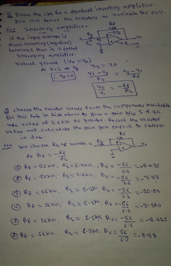 으. DTaw the ckt fira ftandard mvesting amnefier, re 1nverting amplifies→ f the input Vattage is mvestina ametifies RA choose
