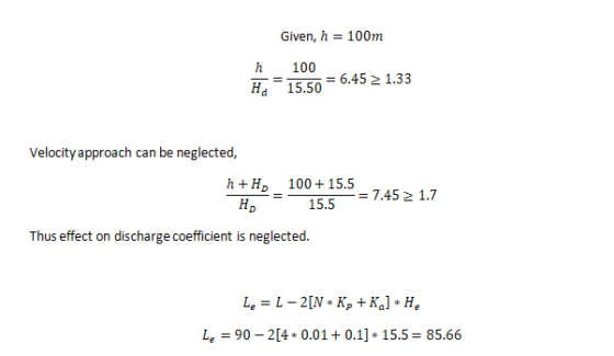Given, h 100m h 100 H 15.50 6.45 2 1.33 Velocity approach can be neglected, h +H 100+15.5 H, =. 15.5 7.45 1.7 Thus effect on