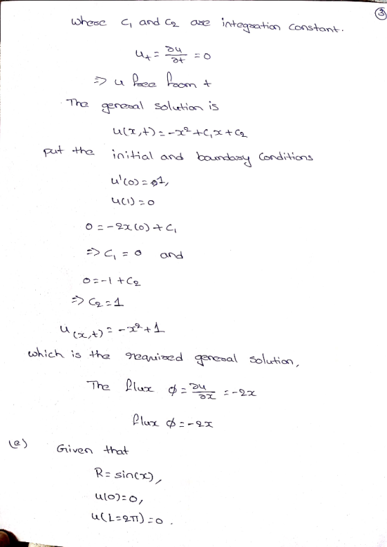 integation Constant C and C whese axe he general soluion is ulr,4)2-x+0x+02 Conditions Put the iniial and boundasy ulco uci)