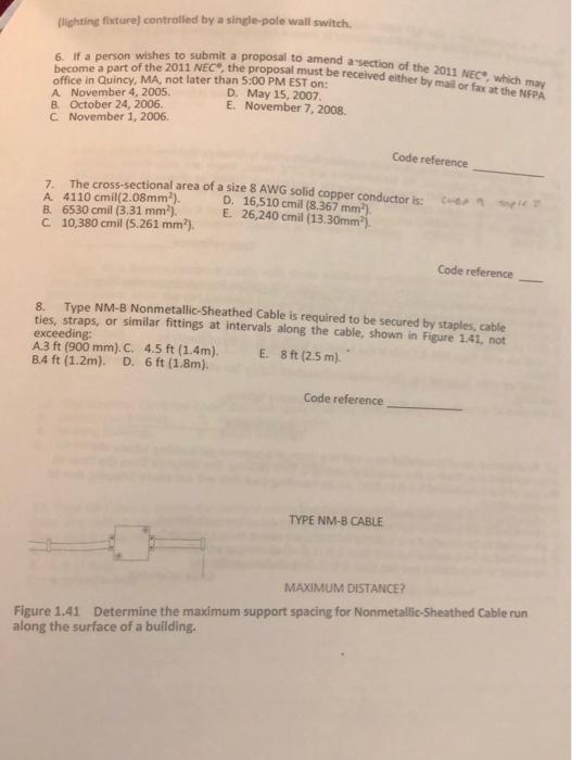 (lighting fixture) controlled by a single-pole wall switch submit a proposal to amend asection of the 2011 NEC, which may eit
