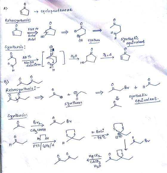 A> cyclopeutenone Retrosynthesis Reto Al dol HO Syuthe he equivaleut $ynthou OH Syuthesis H20 92,4 Na oH Soluton H Retrosyuth