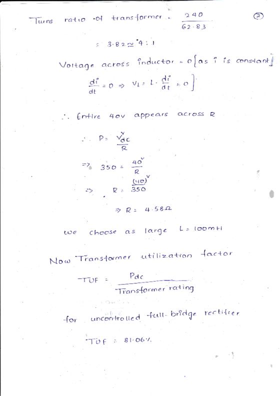trans sormer Tuuens ratio 2 4 0 2 G 2 8.3 Vortage across inductor - oas i is cons dt clt .. . entire 4ον tre 4 ov appears acr