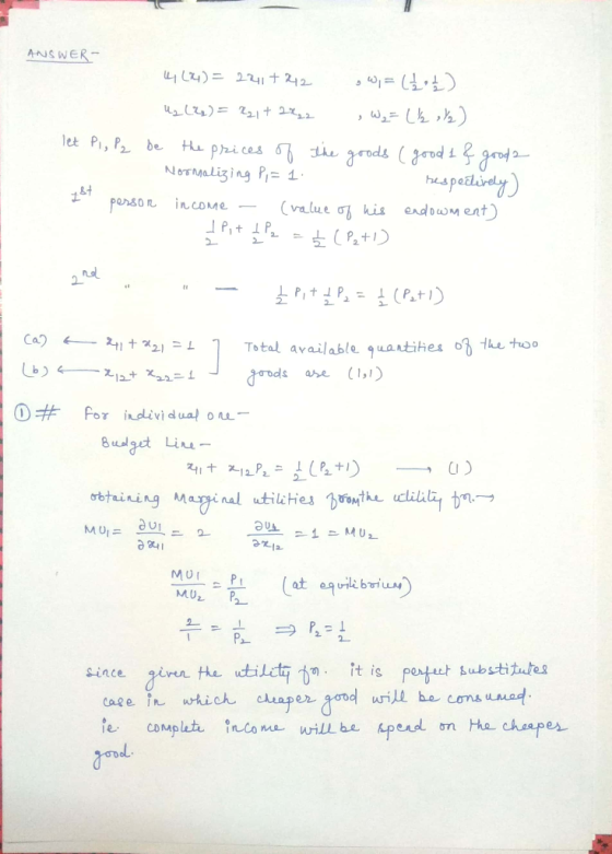 ANS WER- value叮kis end Dument ndl are (1,i O# for idivi dua, ou- Bulat Li CI) attuiring MaT7inal utilities proM thu, udiliに1
