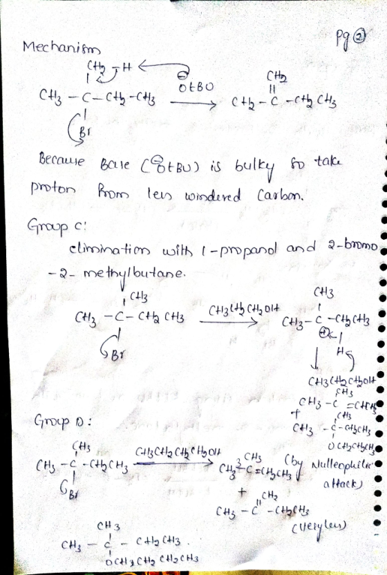 Mechanim CHD OEBO C4C-Cs Becae Bae tBu) i bulky len oindred Carbon tak protor Pom Group c elimination wiih t-propanol and -bm