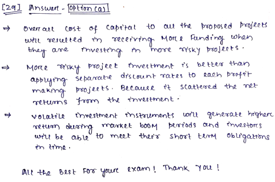 C2 Answert - OPtiorn ca) poo posed rojeets Cul the Cost of caprtal Overr c eceiving Mor e Funding whan nvesteng twrtt eel te