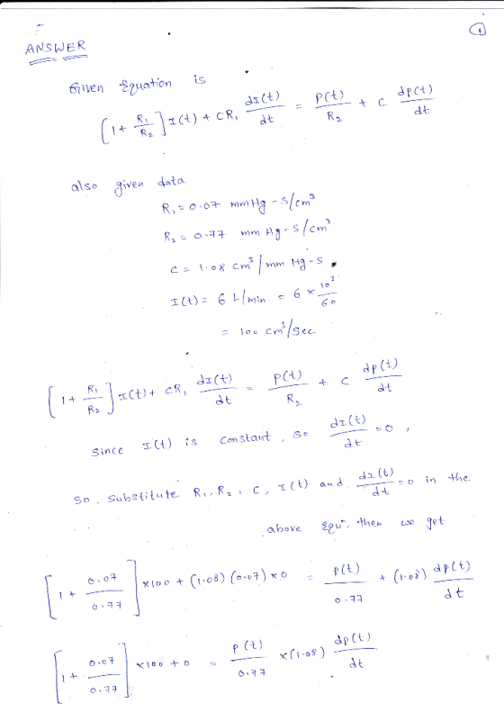 ANSWER mwen 온auction us pct) 1 dPct) dt als。Tiven data 写 6。 dp(t) dt dr(t) I(+) :s Con start , s. Since d t xibo + C-o8) (。.v