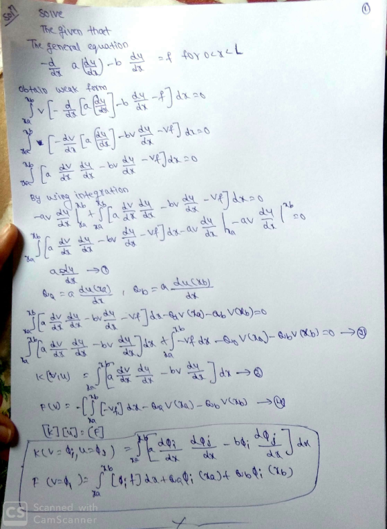 Sotve The gurn thort Te geneed euato obtalin weak forim dy By usieg integtaffon d V d養 3a du xb O. d暮 dv dy d o(复 dos Scanned