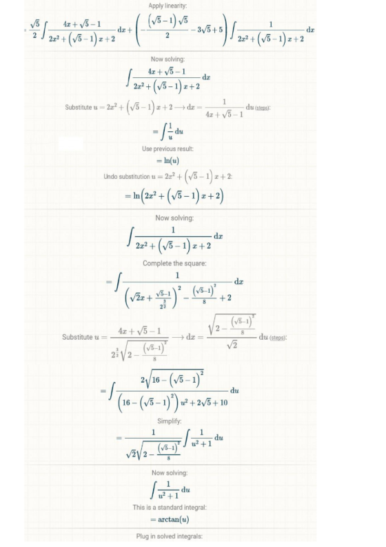 Apply linearity: (V1)/ 42r+5-1 1 - 3V5+5 dz + da (-1)+2 (5-1)+2 2 2T2+ 2r2+ Now solving: 42T+ 5-1 dz (v3-1)+2 (-1)+2 2r2+ Sub