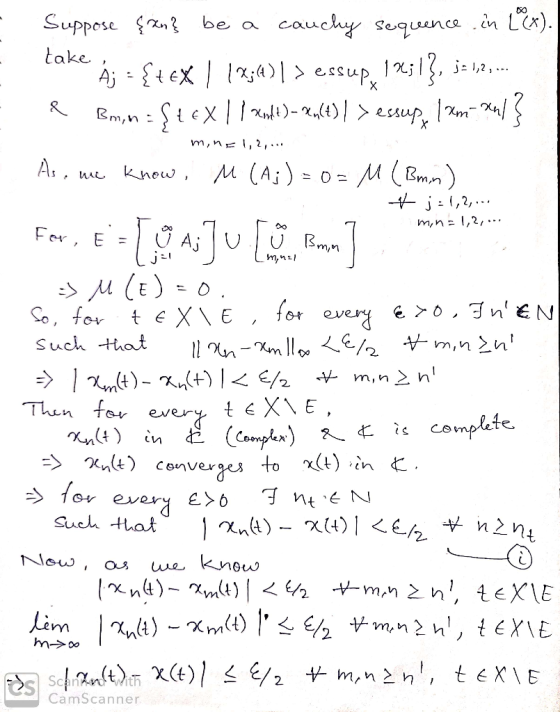 Suppose be a cauc take min So, for tex〈E for ever ,x(t)inč to %,41 -〉 converges Sueh Hot m,n > V CamScanner