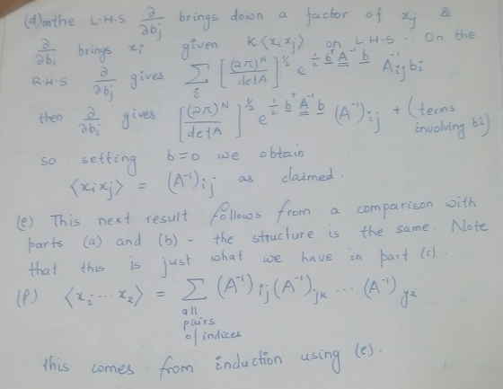 mthe LH.S 2 actor rings down a a bi R-H-S 으 gives detA」 乙 terms enuolving b4 abi deiA so setting 6=0 a, e obtain .as claim e)