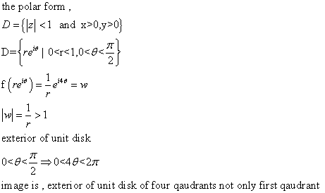 the polar form D=(d <1 and x>0,y>0) exterior of unit disk image is , exterior of unit di sk of four qaudrants not only first