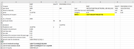 DEBT 0.12 1000 13 EQUITY PREFERRED STOCK DEBT 2 Coupon 3 par value 4 time to mat 5 price 6 frequency of coupon EQUITY PREFERR