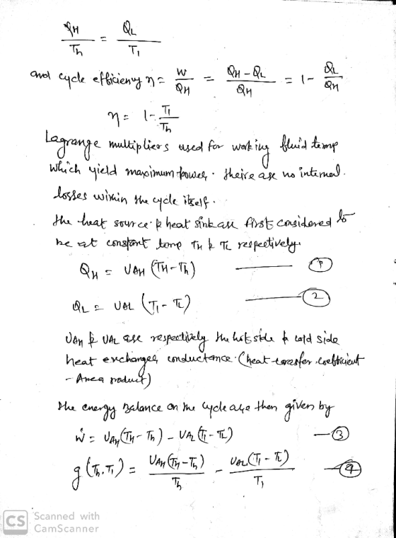 Q Qн - Q Caycle efficieny Th ultiplicrswid for wa wtuch yield mapimum ouweskeire ax na intaruos lses wiin t .ycle ikel heat