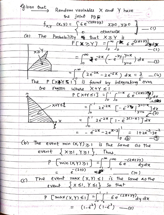 iven that en.. The Paobability. 딱 that XZYdis 2213y 6 e -2 χ CL) xtY1J ts found by tegrting aver -(2저 3 x+ 2 e 2e 3e b) Tha T
