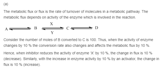 The metabolic flux or flux is the rate of turnover of molecules in a metabolic pathway. The metabolic flux depends on activit