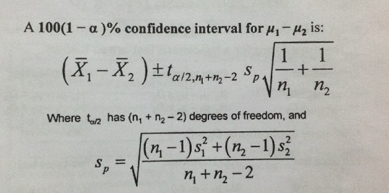 A 100(1 a)% confidence interval for u 1 (X-X2)tta/2.nm,-2 2 is: 1 Sm n2 Where t has (n, + n2-2) degrees of freedom, and |(4-1