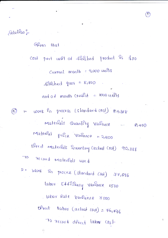 Solution Given that 3 Cuarent monlb EpoCs standard Cost) ,616 abor Rade kaante 3000