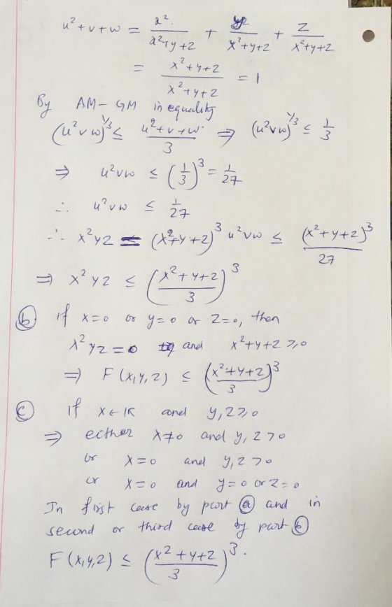 2 xyrz ty+2 a1y +2 2y2 2 AM- GM equalety 3 3 u2vw 24 27 ャン+エ 3 uVw +2 27 2 y 2 3 J= 0 Or 2=°, then xy+2 7,0 Xニ0 y20 and F(,2)