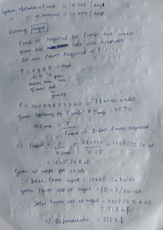 During iget trom the P egaH -Head 山山ソfew watan to o、子S .. Jotal power cost at 313, b