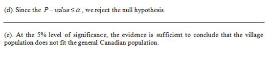 (d). Since the P-value α , we reject the null hypothesis. (e) At the 5% level of significance, the evidence is sufficient to
