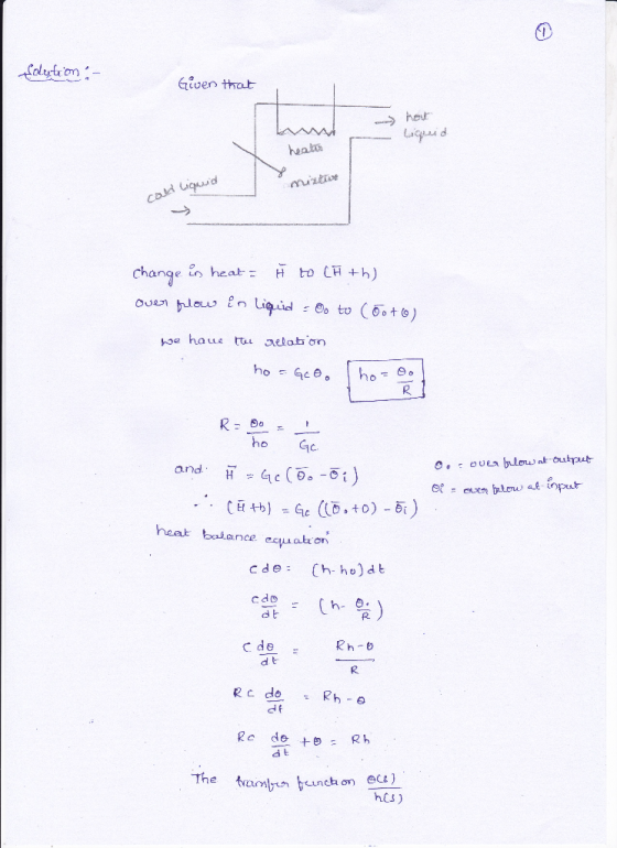given that →heir change on heat : H to Cūth) 2 and、 etbw tput heat balance equabron d t hCS)