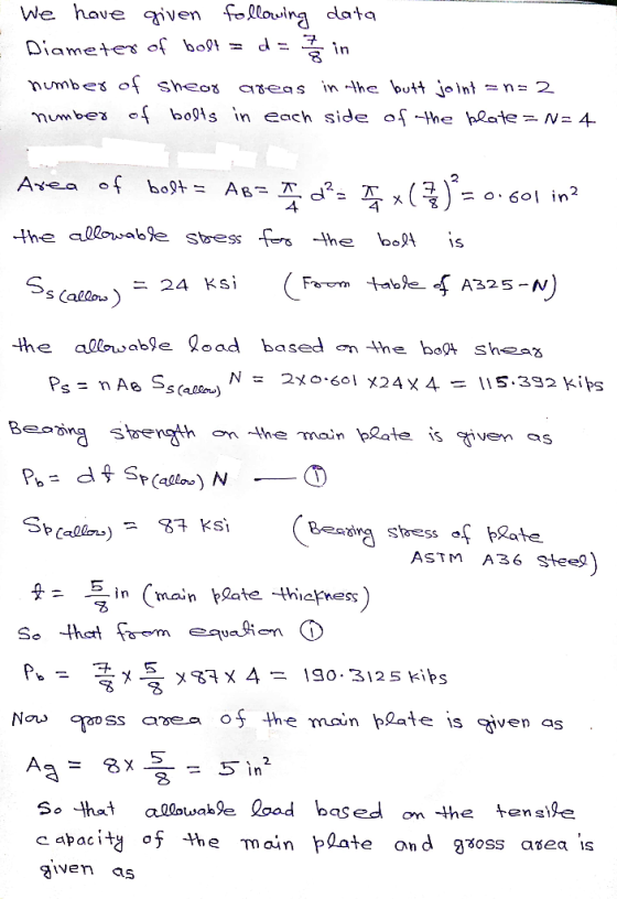 We have iven ^»Moig dato munn beð cf bools in each side of the he te 4 = 24 ksi the aarwabe o ad based m the boA she as on lh