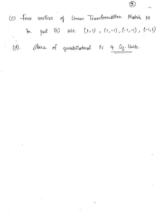 C)four vertices ofLinear Transformatton Mod M ,-),), -t,) past b) ale Area of quadiloteral Uuits