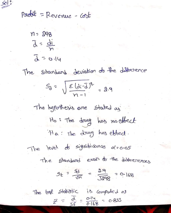 Padst -Revenue - Ce The standans deviation ds the dilesence m-1 The hyforthes one staed a Ho : The dng hos no ebech Ha: The d