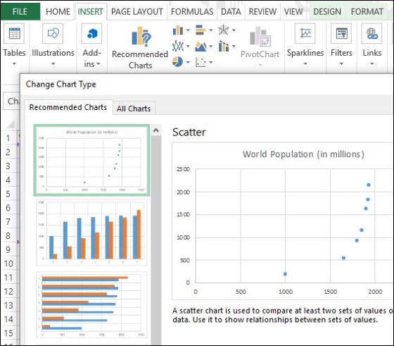 FILE HOME INSERT PAGE LAYOUT FORMULAS DATA REVIEW VIEW DESIGN FORMAT Tables Illustrations Add- Links PivotChart Sparklines Fi