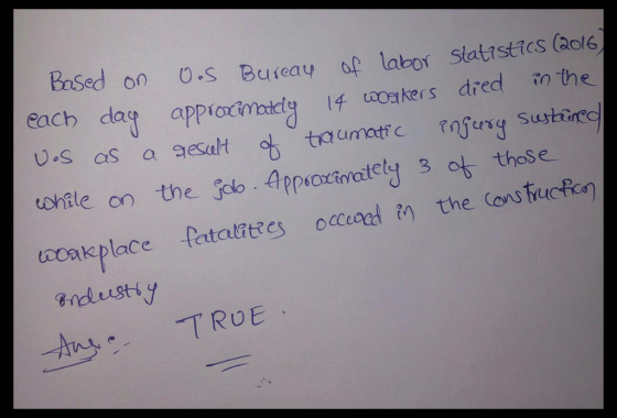 Based on 0.S BUreay a labor Statistics (aol6 each dag appiocmady gealt ot taumatic 14 ukers dred in the VOs as nferry Sustine