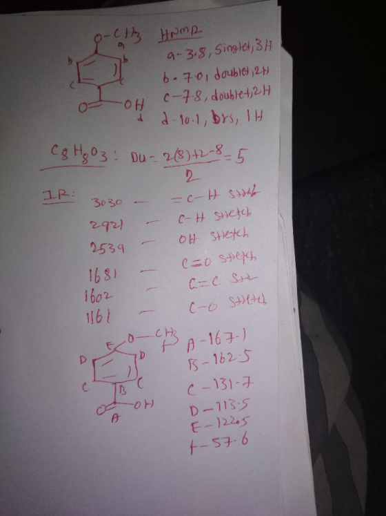 a-3.8,Singhe,3 b 701 0a616,2H c-7.8, daublet,2 H 0-1, brs, 1 Cg Ho3: Du- 2(8)42-8-5 2 3030 2921 C-H Stet 2539 Ot SHETCL 1681