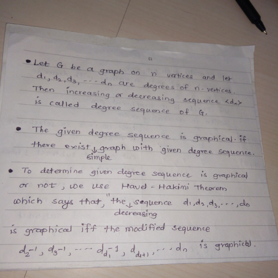 CL Gbe a graph on n vertices and le リda , ds, dn are degrees of n-vertices Then increasing ar decreasing scquenee kdn s colle