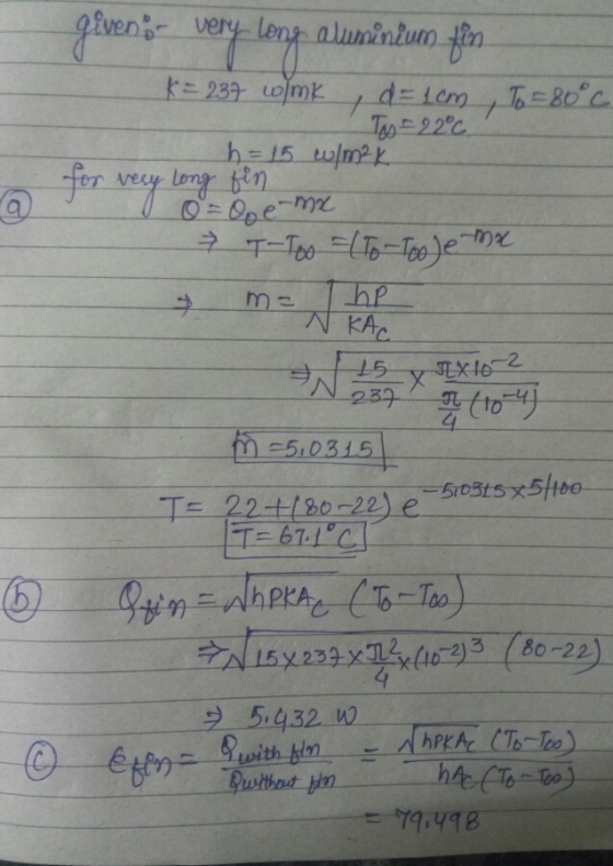 givens very lent alumintun fn k239 omk d=iem , To-80 c THo 22°C h=15 wlm2k Leng ten T-Too Teoe KAC 15 TEXIO 2 232 m5,0315 -B