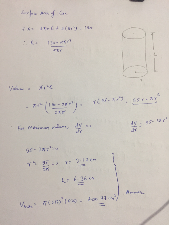 Area Can ぐA= Trh+d(T)= 190 190- 21 2TY Valune Y95-T2) 190-27YL 95-A 2-TY For mari mum valun, IS-37 dv gs- 3TYo 3.17 cm 二人 gs