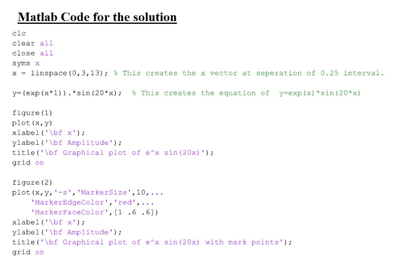 Matlab Code for the solution clc clear all close all x = linspace (0,3,13); % This creates the x vector at seperation of 0.25