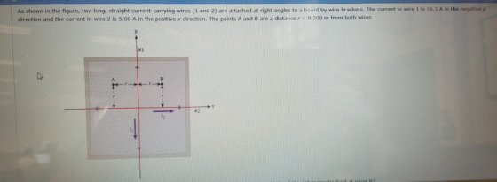 As shown in the figure, two long, straight current-carrying wires (1 and 2) are attached at right angles to a board by wire b
