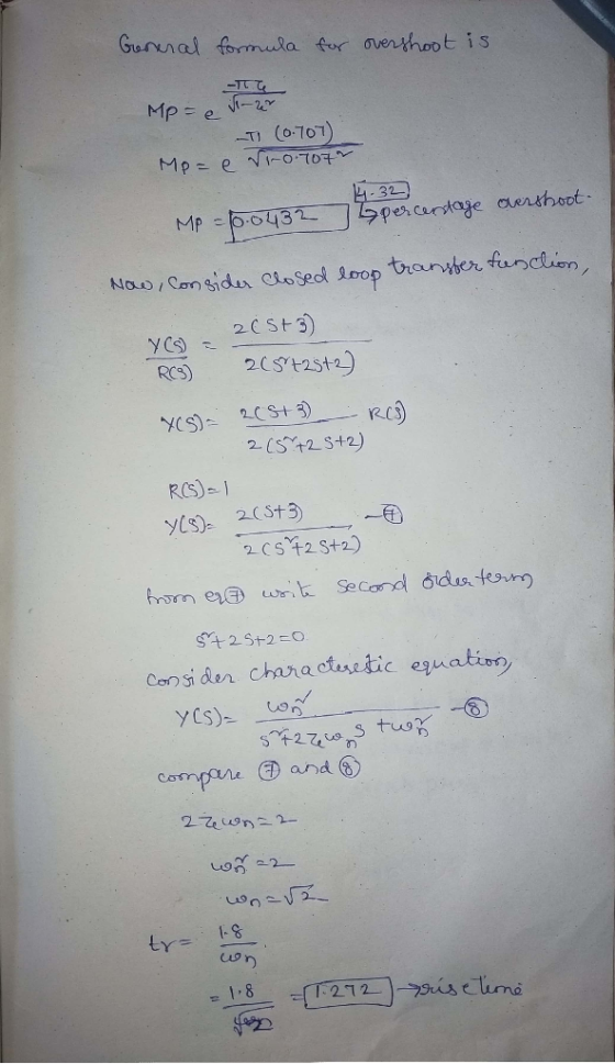 Gunnal formula tu overthoo t is -TI (0.707 32- pen cartage enshoot ROS) y(s)- 20St3 1.8