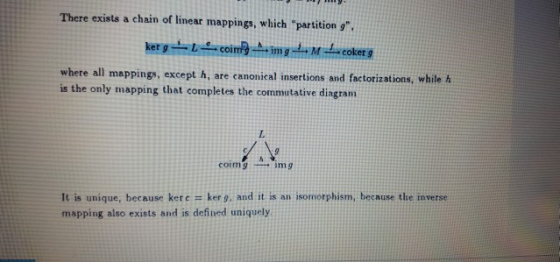 There exists a chain of linear mappings, which partition 9 egCo where all mappings, except h, are canonical insertions is th