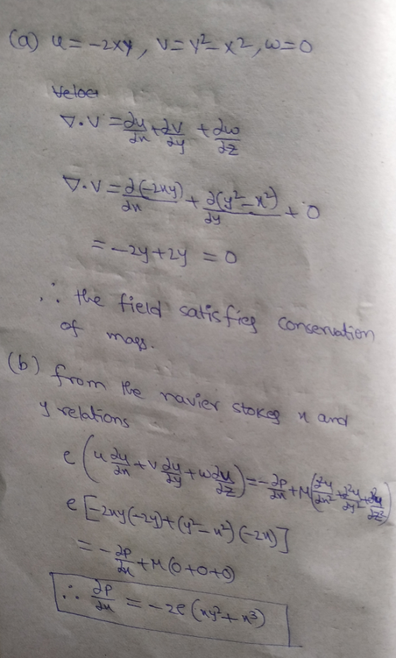Veloer Qt dy 0 he field satic fre Consenatiem ofmags b) rom e ravier stoke ard Yvelations OP 2e