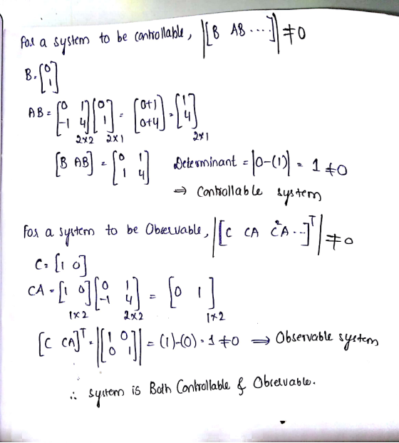 BAB fos a system to be canholablu, Cо AB Эx2 2х1 k-0 Contollab le ystem В АВ Detevminant Гоя а sуt to be Obervabe, C CA CA C
