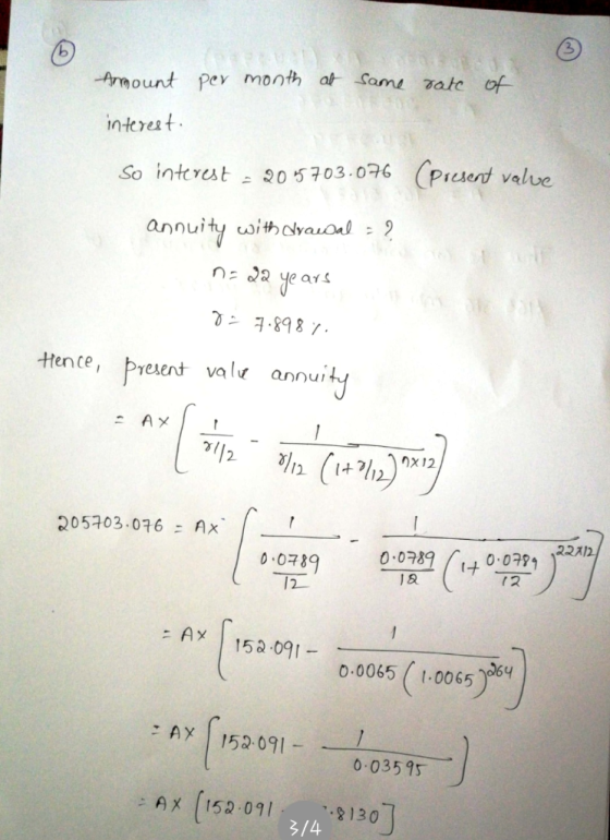 Aymount pev month at Sami Tate of- intcrest So intratニ205303.076 (Present value annuity withovaioal 9 Htence, present val ann