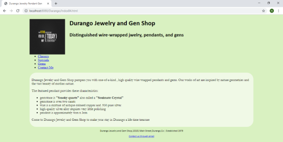 Durango Jewelry Pendant GenX+ KC localhost:8080/Durango/Index04.html Durango Jewelry and Gen Shop ain{TODAY} OD TODAY Disting